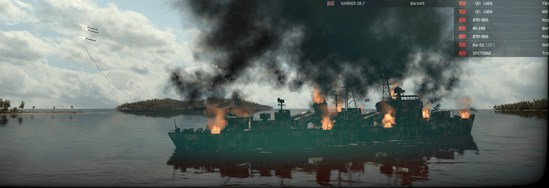 Figure 12. Harrier destroying a LUDA ship